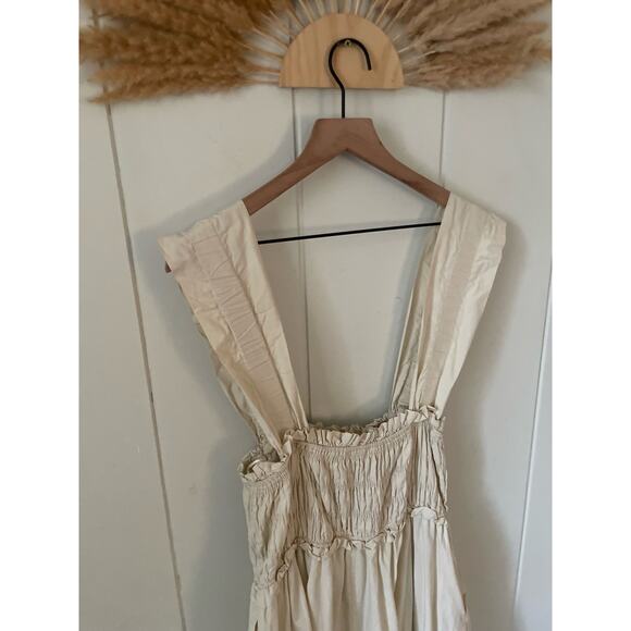 ⭐️ 3/$20 English Factory Cream Ruffle Smocked Midi Dress Medium Cottagecore - Picture 12 of 15
